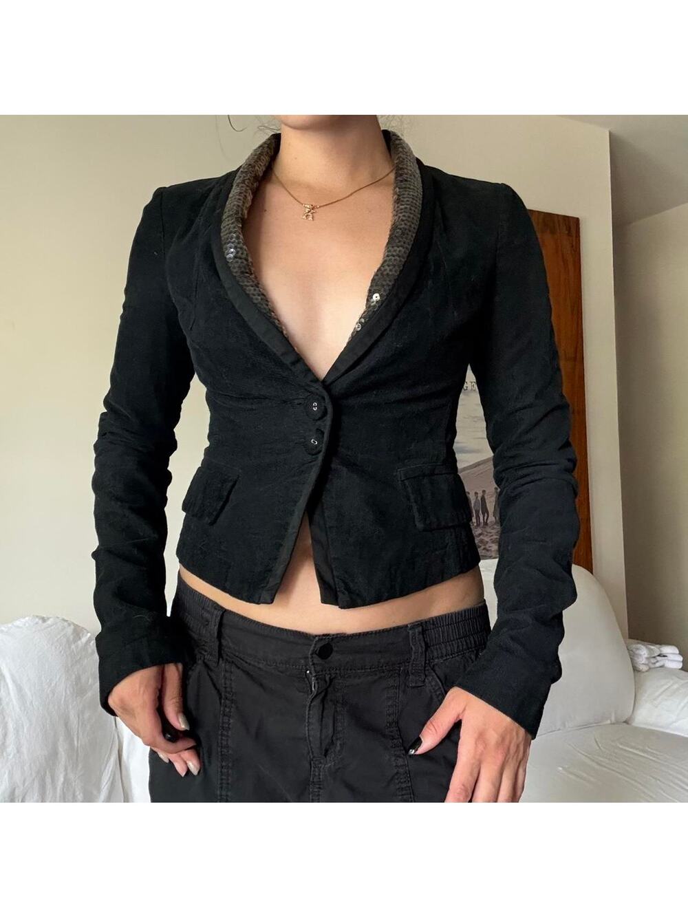 Comme des garcons vintage black corduroy cropped blazer